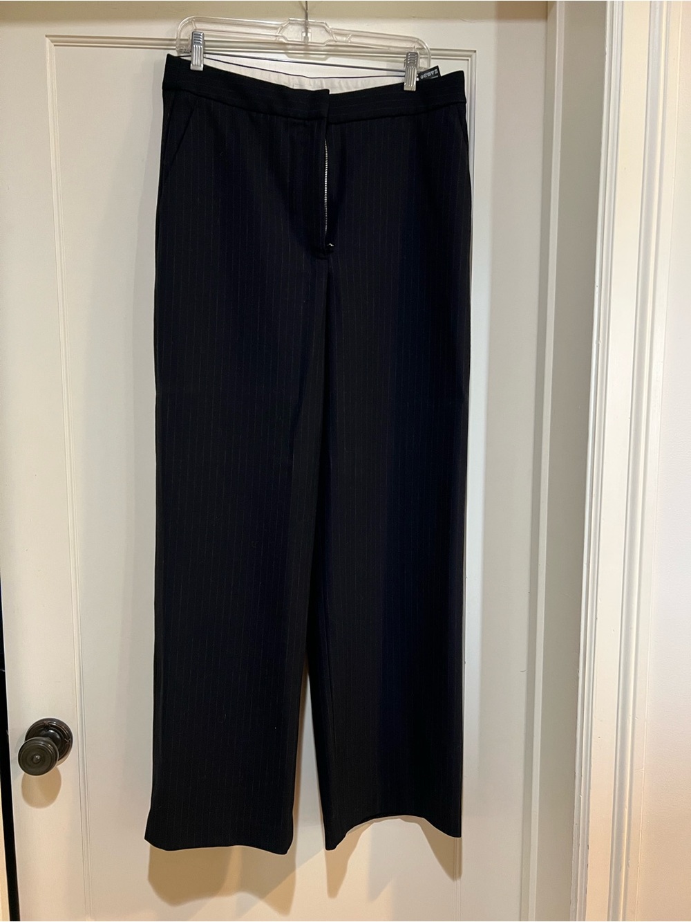 Aritzia Black Pinstripe Wide Leg Trousers